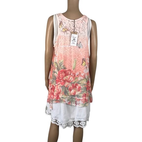 MODA LUCIDO Italian Crochet Lace Dress M Overlay Cottage Fairy Boho Preppy NWT - Picture 5 of 12